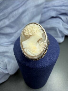 Antique Shell Cameo Sterling Ring
